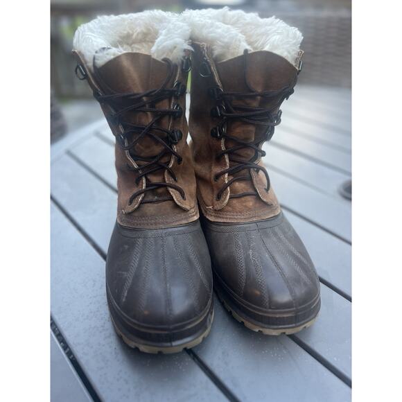 Vintage Sorel Kaufman Leather Fleece Lined Snow Boots Steel Shank Men\'s 10 main image 9